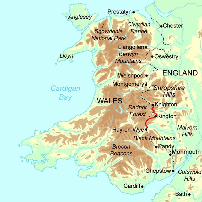 Offa's Dyke Short Break - South Section map